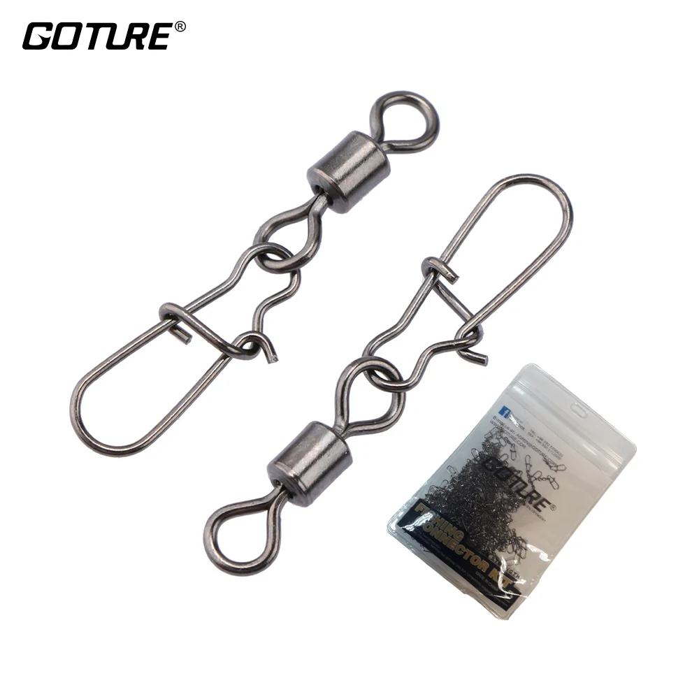 

Goture 200pcs/lot Fishing Swivel With Snap MS+ZQ Hooks Stainless Rolling Lure Connector for Carp Fishing Accessories Tackle
