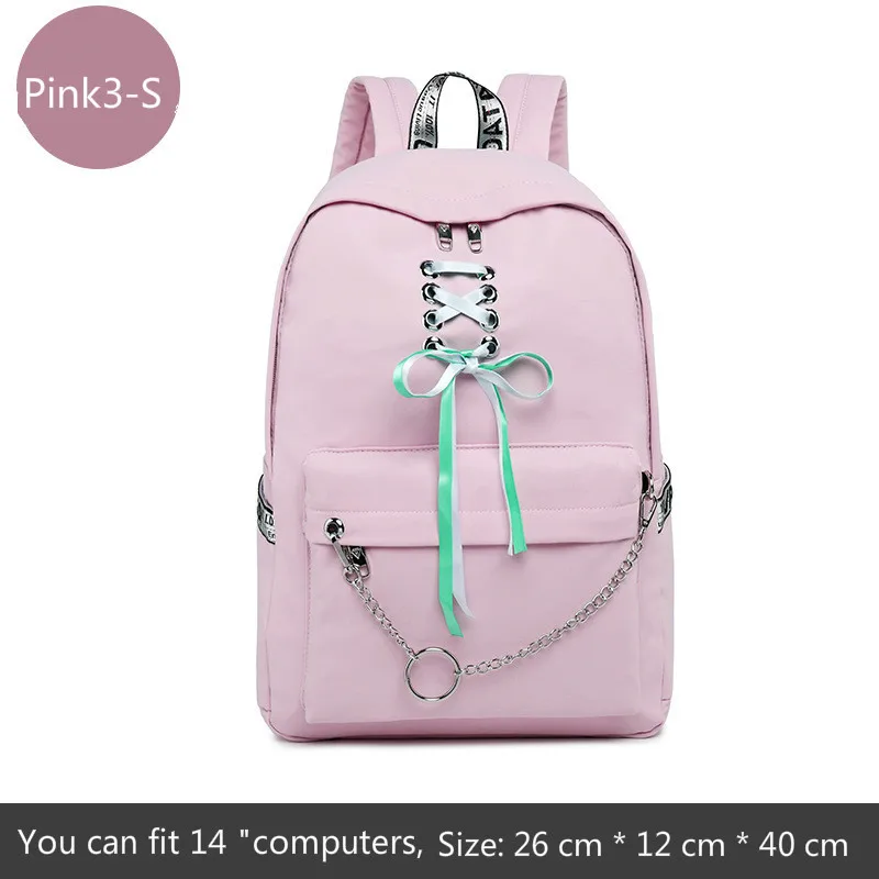 Pink3-S Модная школьная сумка для девочек, Женский школьный рюкзак для ноутбука, детские школьные сумки для девочек-подростков, женские серые рюкзаки, Mochila Escolar - Цвет: Pink3-S