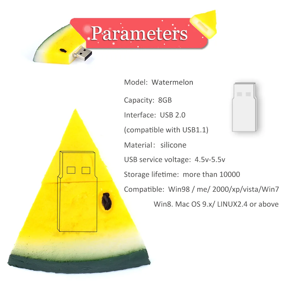 LEIZHAN арбузный флеш накопитель 4 ГБ 8 16 32 64 ГБ|flash drive|pen driveflash drive 4gb |
