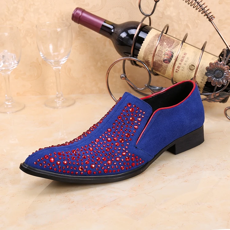 Обувь оксфорды в европейском стиле синие кожаные туфли без застежек на плоской