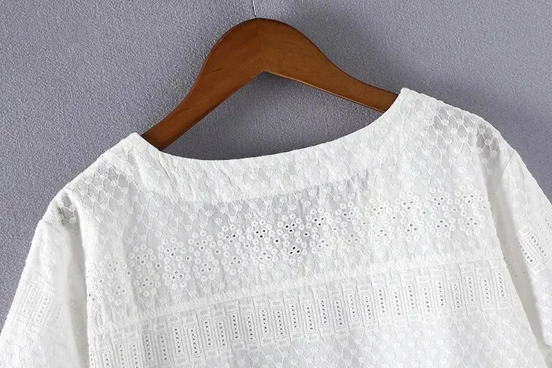 2021 Летняя женская Свободная тонкая хлопковая рубашка размера плюс с вышивкой