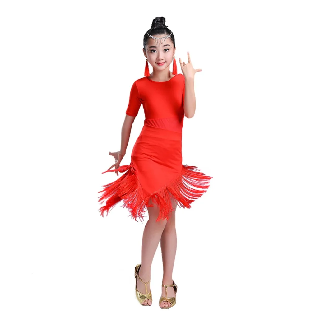 Kids Tassels Irregular Latin Dancewear Girls dance Dress Ballroom Rumba Tango | Детская одежда и обувь