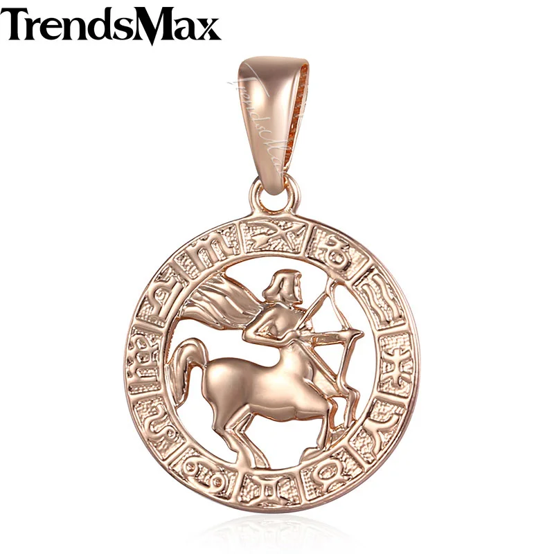 GP181 Sagittarius Trendsmax 12 Знак зодиака Созвездия подвески ожерелья для женщин и мужчин 585 розовое золото мужские ювелирные изделия Модные подарки на день рождения GPM16 - Окраска металла: GP181 Sagittarius