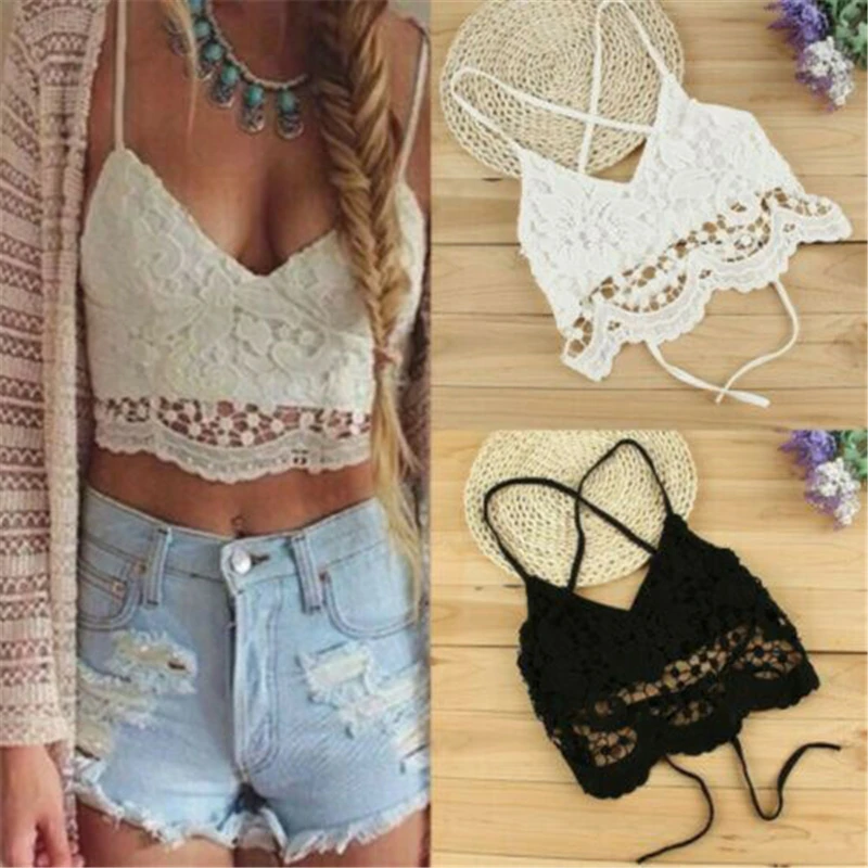 Женский сексуальный кружевной топ с цветочным принтом летний укороченный