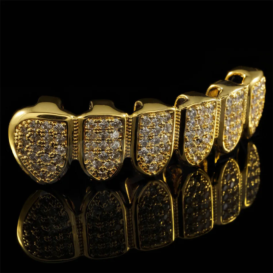 UWIN пользовательский Fit серебряный золотой цвет все Iced Out Роскошный AAA циркон горный хрусталь Топ и низ Золотые декоративные Зубные коронки набор хип-хоп ЗУБЫ подарок