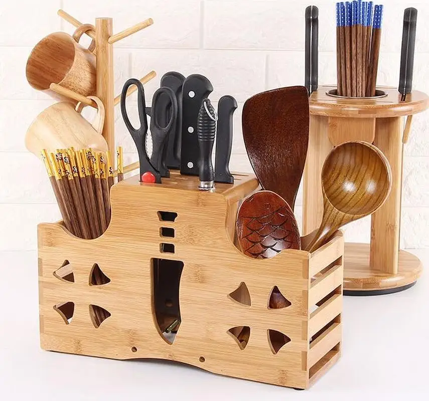 Многофункциональный бамбуковый держатель для кухонных ножей Разделочные Блоки