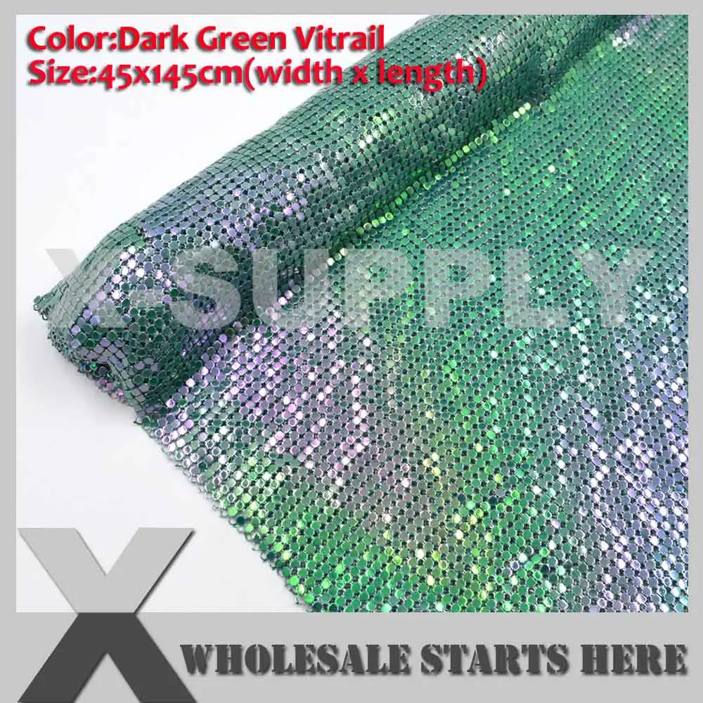 Dark Green Vitrail Металлическая алюминиевая ткань, Сетчатое покрытие, без железа, клеевая подложка, используется для бюстгальтера, свадебные вечерние платья, вечерние, покрытия - Цвет: Dark Green Vitrail