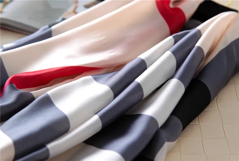 2018 женский роскошный брендовый шарф полосатая шелковая шаль весенне летняя