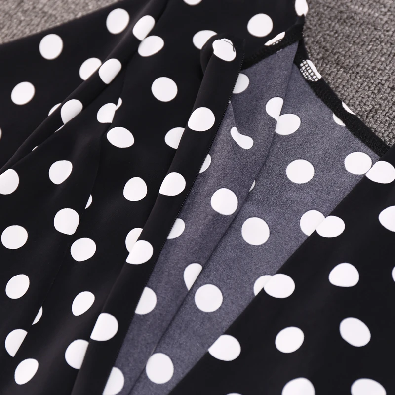 Female Summer Dress Sexy O Neck Polka Dot Dress Fashion Short Sleeve Beach Kknee length Sundress Ruffles Party Dress Verano
