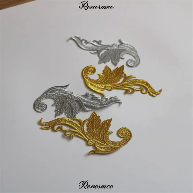 1 зеркальная пара золотых и серебряных модных наклеек с аппликацией для одежды