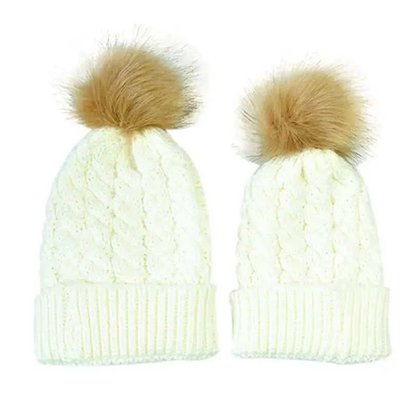 Новинка 2018 вязаная теплая шапка для мамы и ребенка модный семейный реквизит