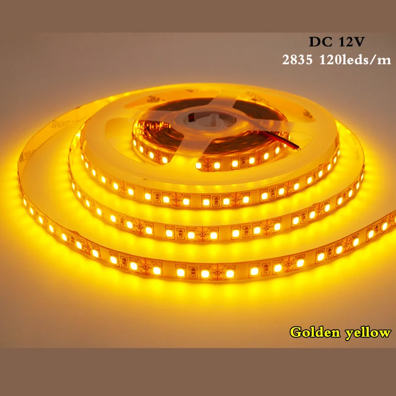 Flexible LED Strip 5M 2835 SMD DC12V 120 Leds/M NO-Waterproof IP20 White,Warm White,Ice Blue,Golden Yellow,Pink,Green,Red,Blue