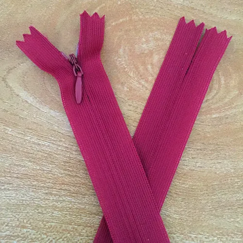 Burgundy 10 pieces#3 30 cm(12 inch) nylon invisible soft tulle coil zipper sewing(color please choose - Color: Burgundy