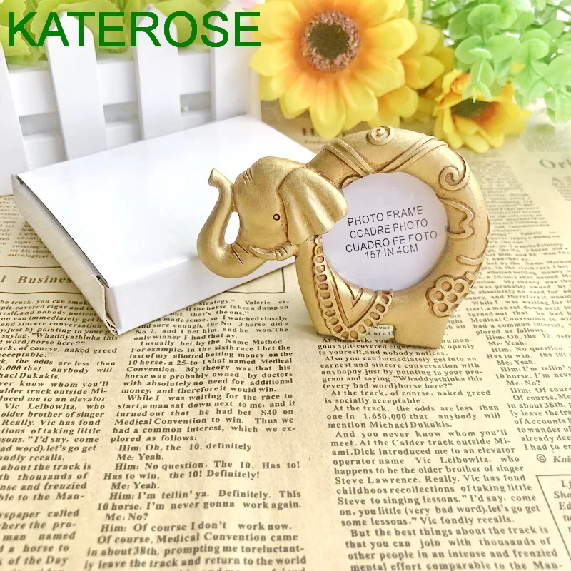 200PCS Lucky Gold Elephant Photo Frame Place Card Holder Indian Themed Wedding Party Return Giveaway For Guest | Дом и сад