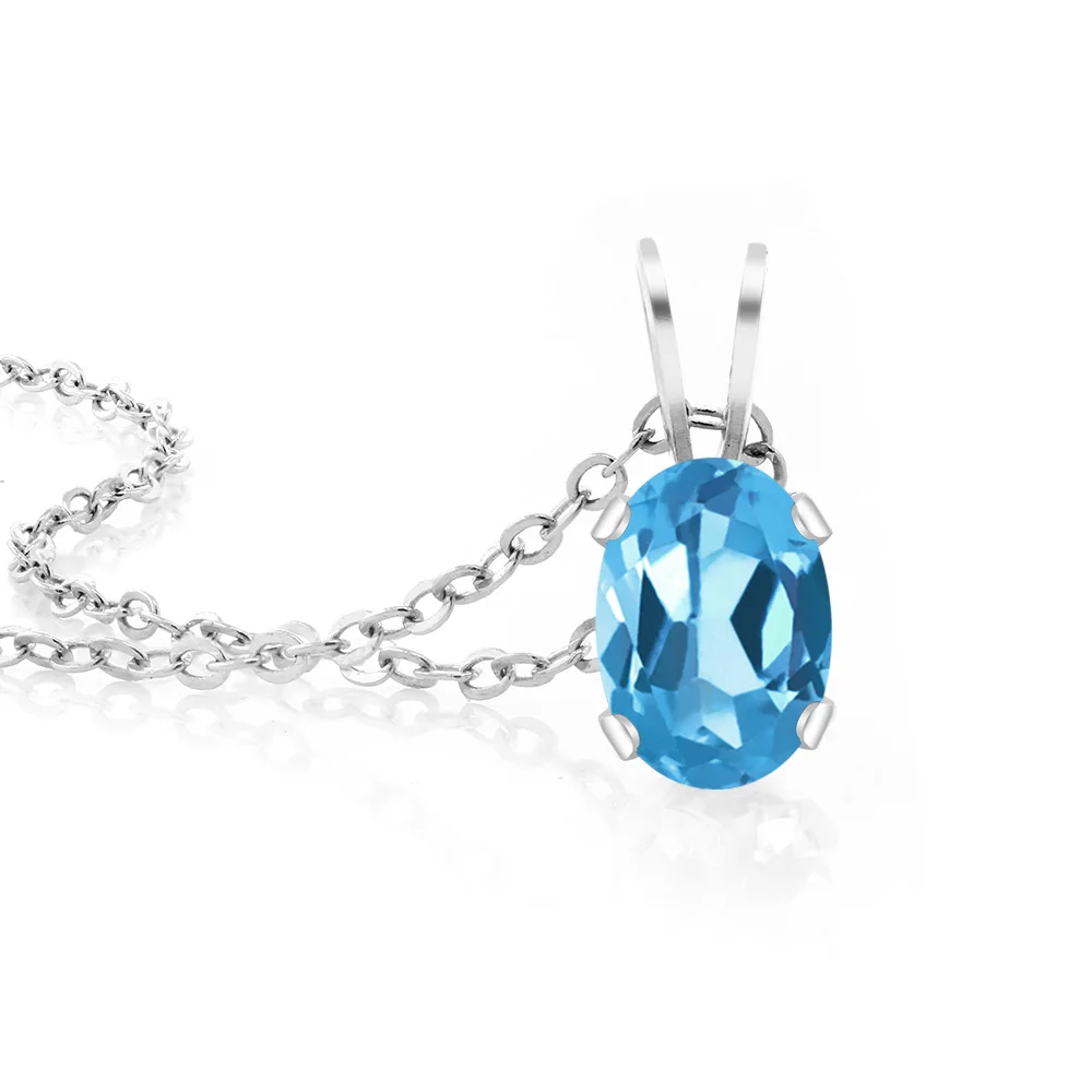 0.80 КТ овальной Форма швейцарский топаз 925 Серебряный кулон|pendant 925|pendant topazpendant silver |