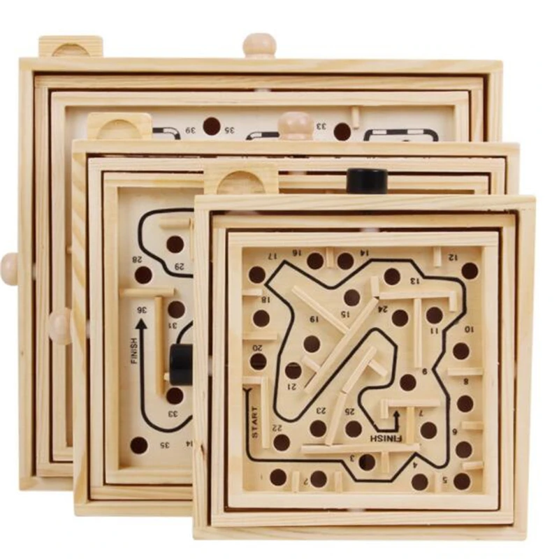 Монтессори 3D лабиринт шариковые игры Ручка деревянные лабиринтные игрушки