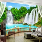 Фотообои на заказ, объемная настенная бумага из нетканого материала с тиснением, с изображением водопада, пейзажа, большие фрески для гостиной, фона для телевизора, Декор
