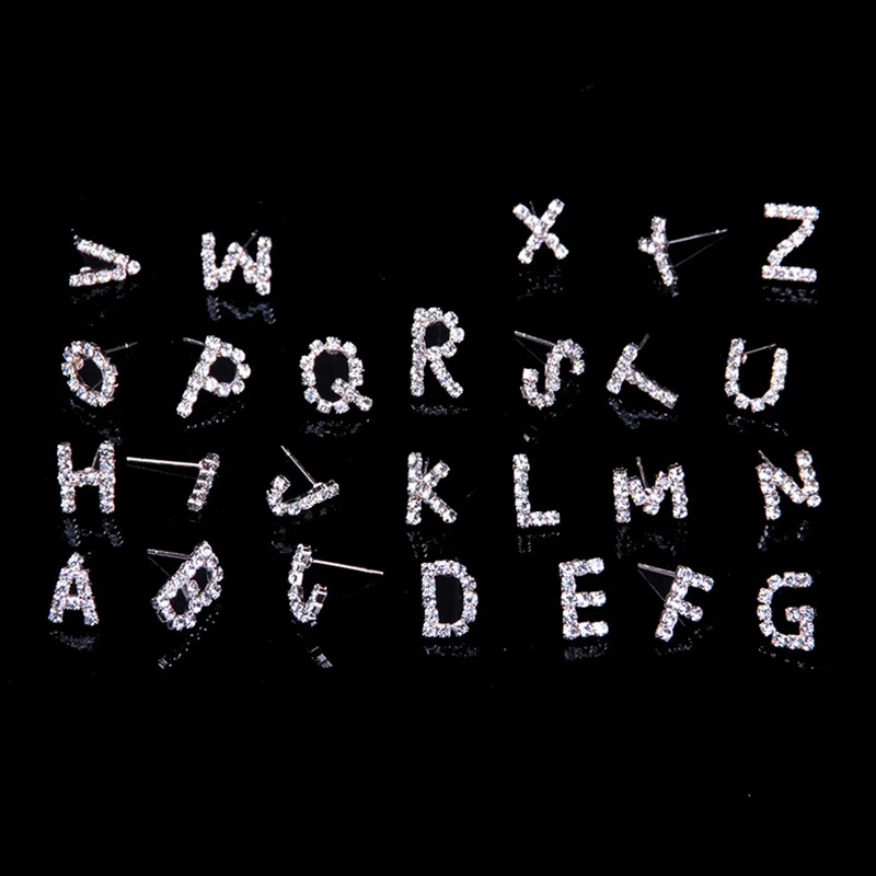 StoneFans A-Z розовое золото крошечные серьги с буквами инициала очаровательные