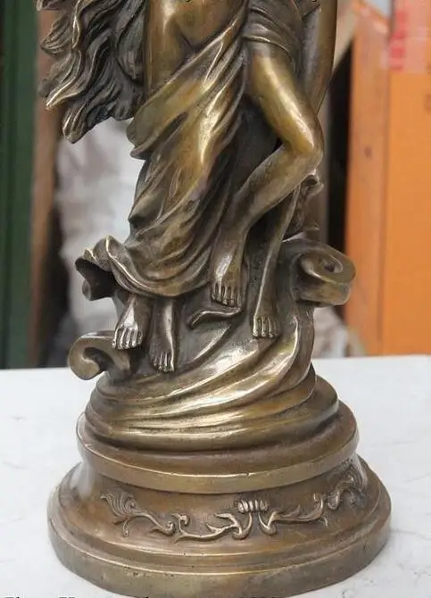 Западное арт деко бронзовая телесная Белль женщина ангел мальчик крыло