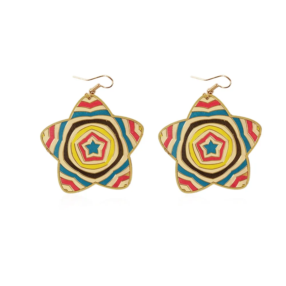 1 пара Новые модные женские туфли элегантные красочные печатные ухо Серьги |