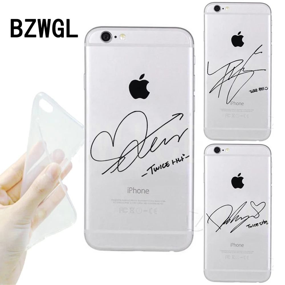 BZWGL twice signature Phone Case for iPhone 5s 6 7 8 Plus X tpu Transparent soft cover |