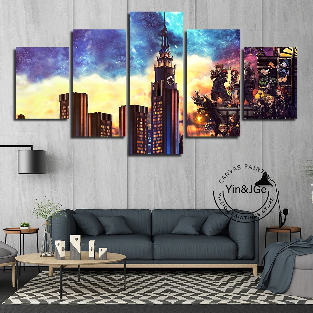 Модульные картины на холсте 5 шт. постер с изображением царства и сердца