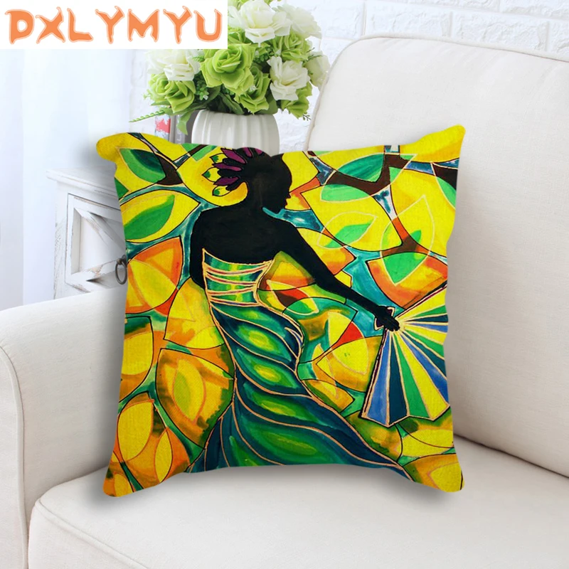 Африканские Декоративные наволочки картина маслом хлопок лен наволочка 45х45см