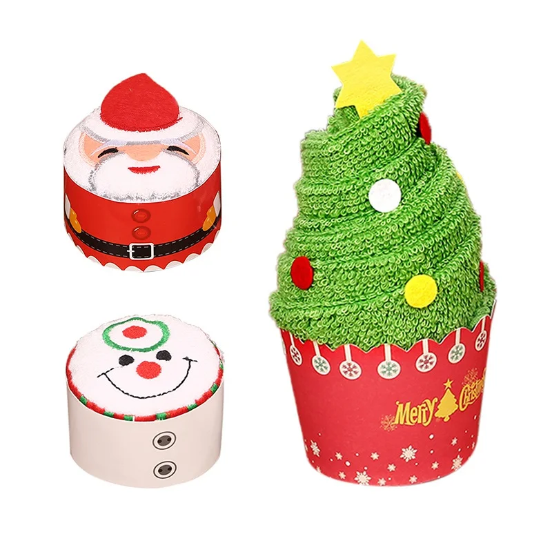 30x30cm Christmas Gift Towel Christmas Tree Santa Claus Christmas Snowman White Green Red Each Bag