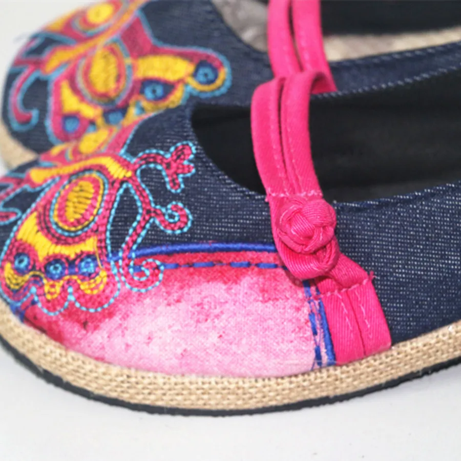 Туфли-лодочки женские с круглым носком винтажная вышивка ремешок на пуговицах