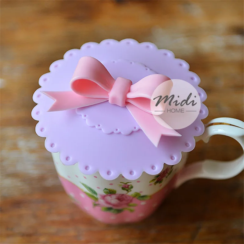 Симпатичная кружевная силиконовая крышка с бантом Пылезащитная многоразовая