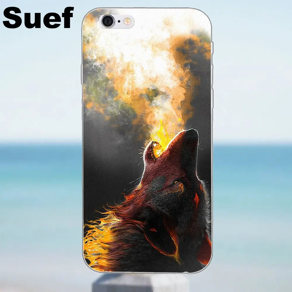 Чехлы из ТПУ с волком под луной для iPhone X 4 4S 5 5S 5C SE 6 6S 7 8 Plus Samsung Galaxy J1 J3 J5 J7 A3 A5 2016