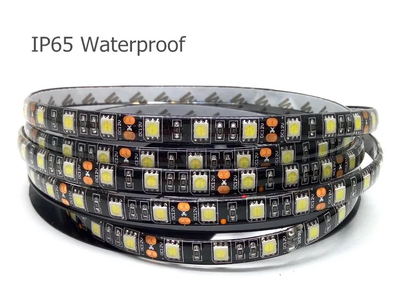 Светодиодные ленты 5050 RGB ЧЕРНЫЙ печатной платы DC12V гибкий светодиодный светильник 60 Светодиодный/m5050 Светодиодные ленты RGB/белый/теплый белый/синий/зеленый/красный