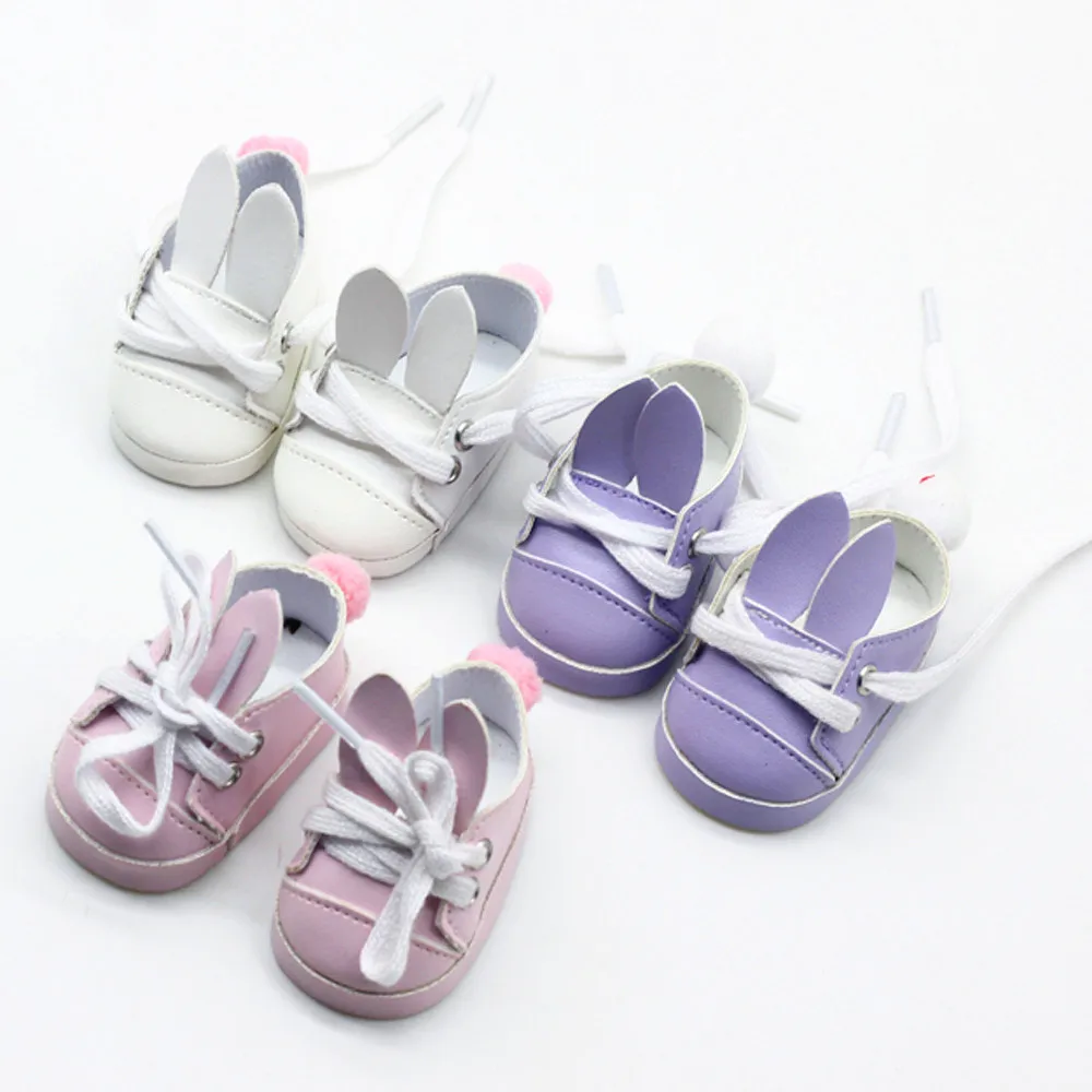 Розовые/белые/фиолетовые милые кроличьи туфли для 18 дюймовых кукол девочек