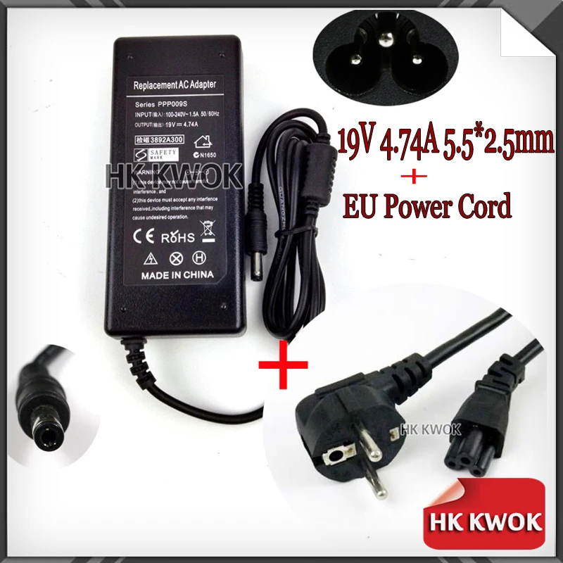 

Free Shipping! EU Power Cord +19V 4.74A 5.5x2.5mm AC Adapter For lenovo F40 F41 F30 F50 G450 Y450 Y630 G430 Y430 G455 C430 C460