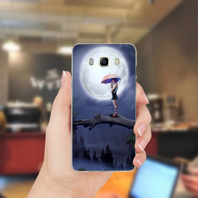 Пейзаж ночной Луны и звезд для Samsung Galaxy J1 J2 J3 J5 J7 A3 A5 A7 2016 2017 чехол мягкий ТПУ