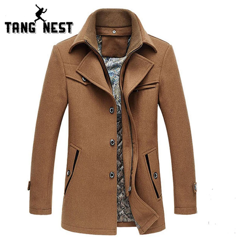 TANGNEST/Новое модное толстое теплое Мужское пальто 2019 повседневное однотонное