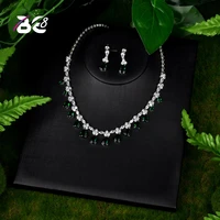 be 8 aaa cz wedding jewelry sets for women water drop design green color necklaces pendant drop earrings for women gift s093