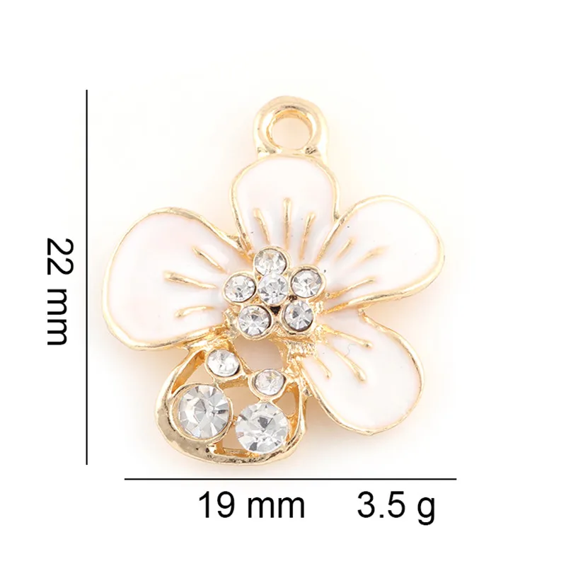 

20PCS Wholesale Crystal Flower Charms Pendant For Bracelet Handmade Dangle Accessories 22*19mm