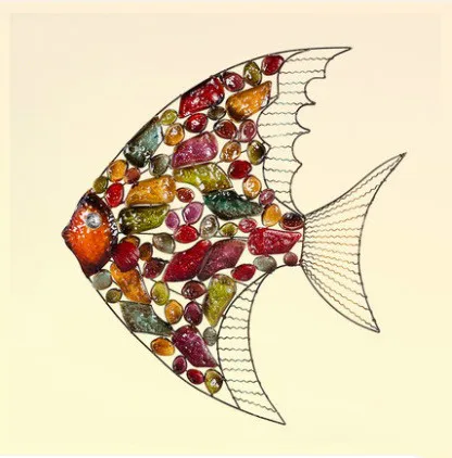 Iron Product Animal Wall Hanging Fish Shape Decoration TV Decorations Home Decor Ornaments | Дом и сад