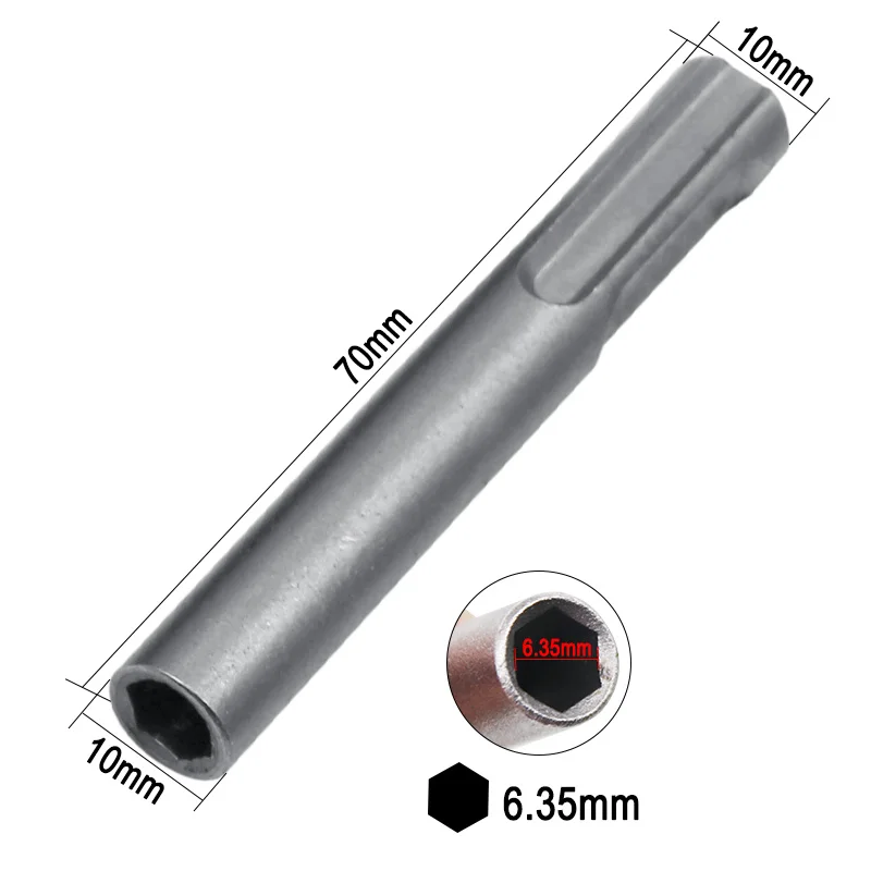 70mm Silver 1/" шестигранный хвостовик Сверло патрон адаптер SDS конвертер гайка переходника ударный Драйвер Набор для буровых инструментов - Цвет: 70mm Silver