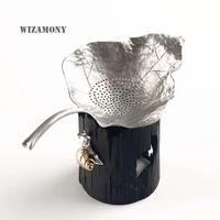 wizamony chinese handmade tea filter pure tin teaset leaf strainers kungfu tea accessories tea set two pieces set