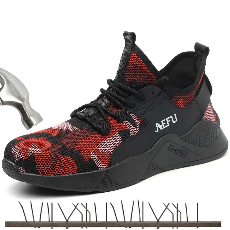 

Men Steel Toe Safety Work Shoes Casual Camouflage Breathable Sneaker Anti-smashing Military Industrial Boots Protection Footwear