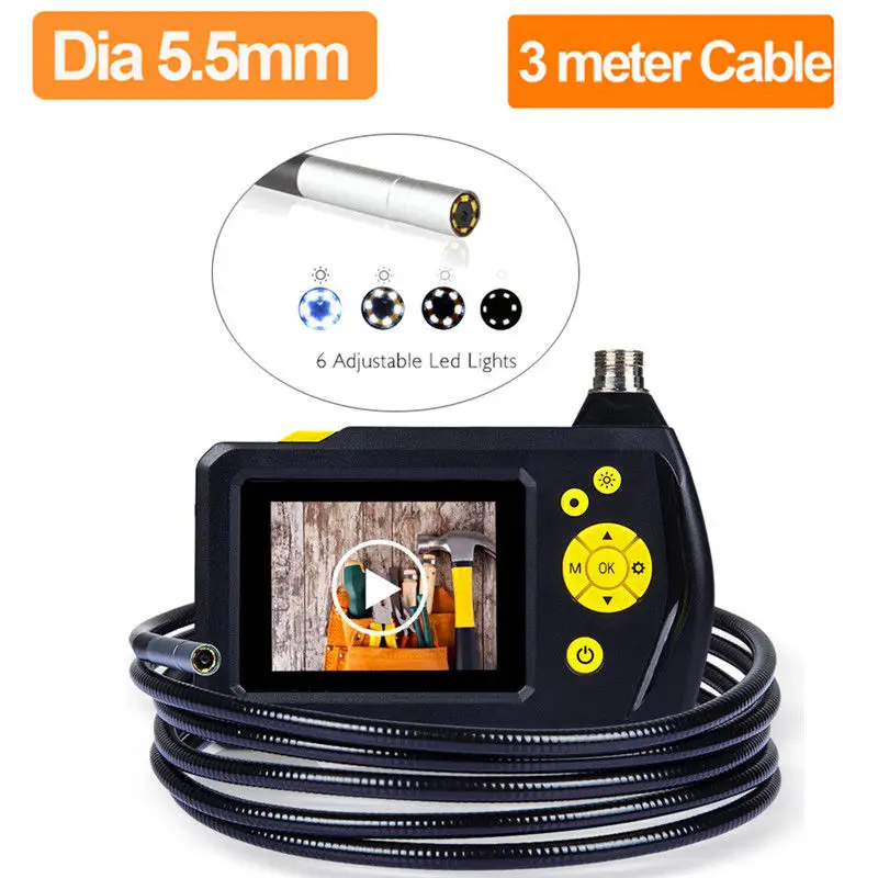 NTS100 эндоскопа камера 5 мм бороскоп шнур для Snake inspection camera DVR 3 м трубки кабель видео