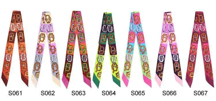 Mix Wholesale 30pcs/lots Designer Women's Twilly Handbag Handle Wrap Silk Scarf Thickness Ladies Small Neck Scarves Free ship |