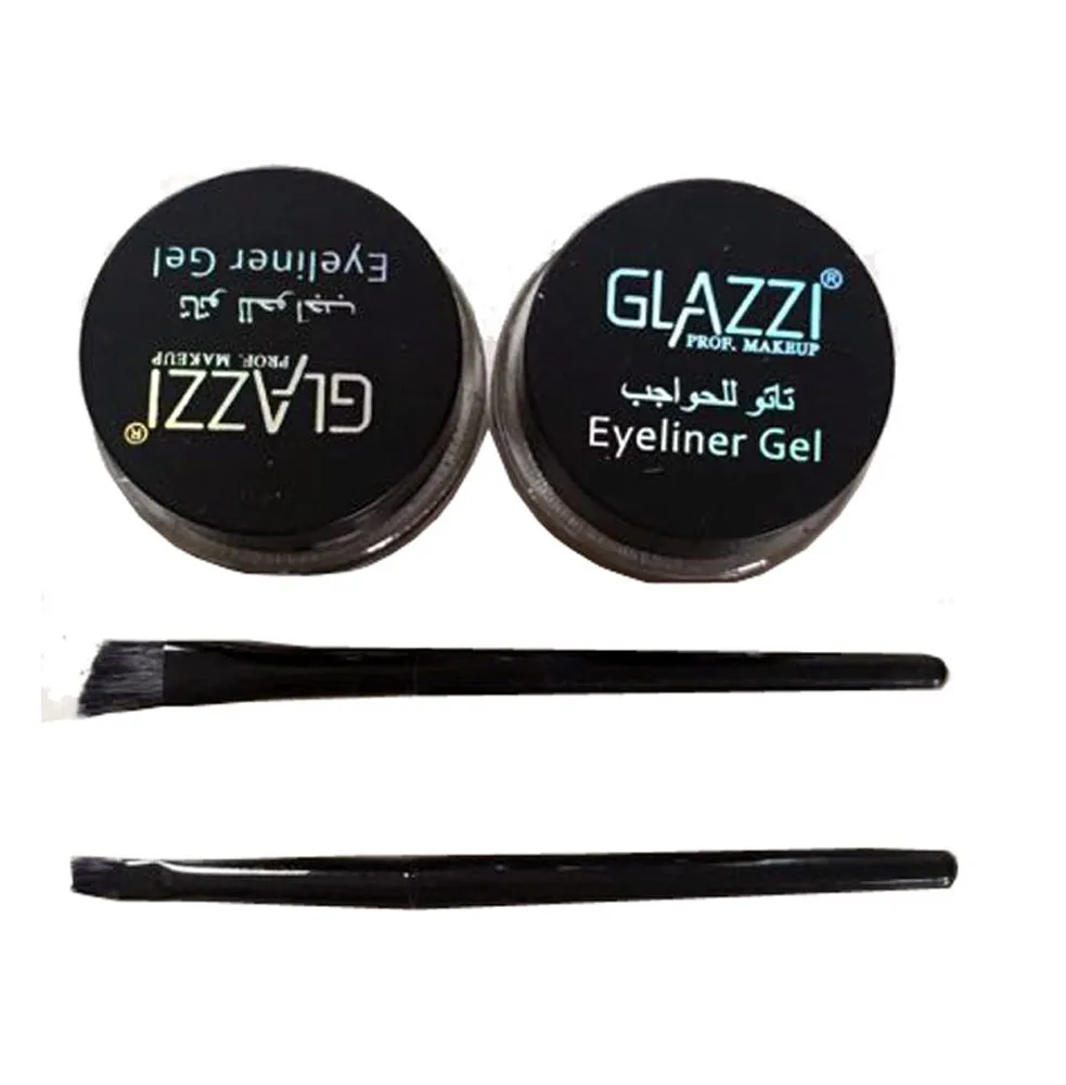2 шт. черный гель для подводки глаз с кистью легко носить макияж долговечный