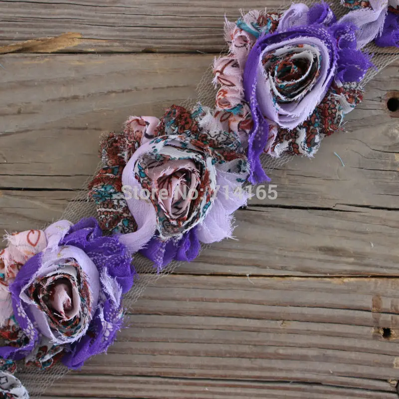DIY Фиолетовый/Лавандовый Павлин потертый цветок Пейсли Шифоновый Цветок