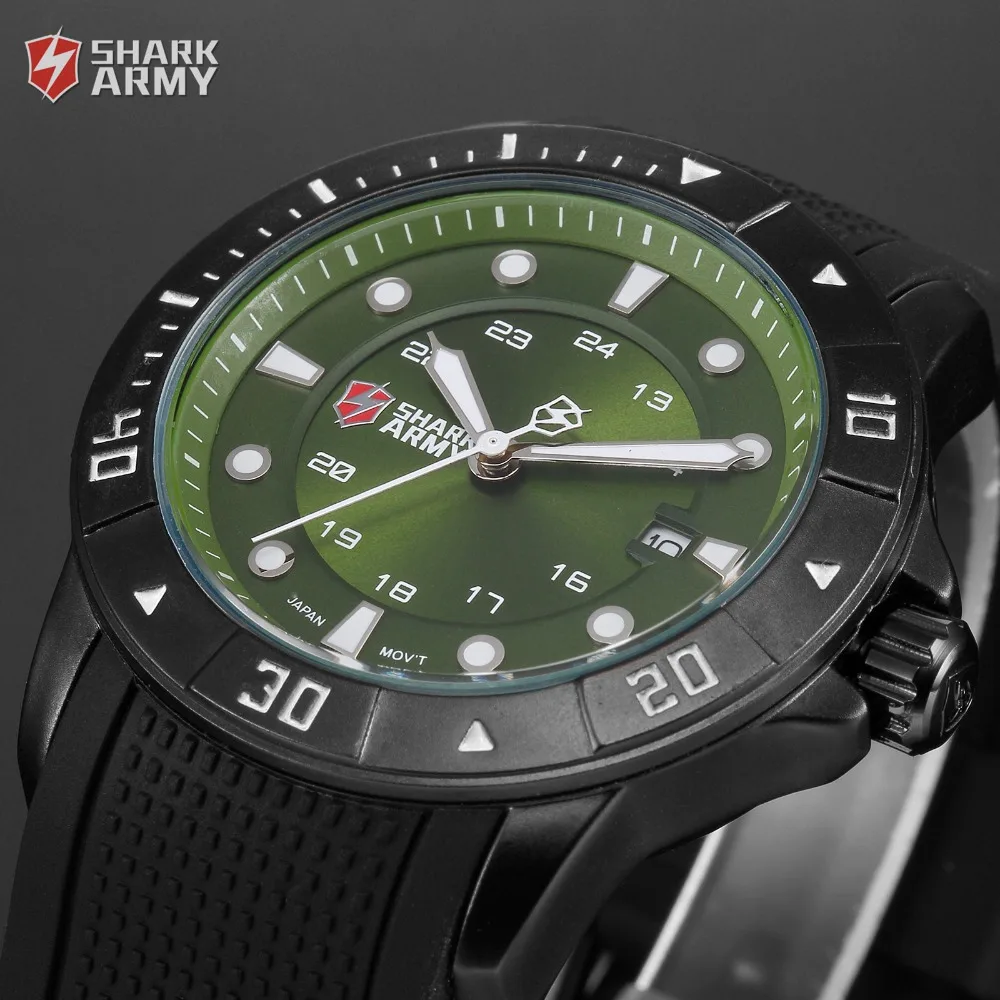 Новые военные спортивный акула армия часы роскошные силиконовой лентой