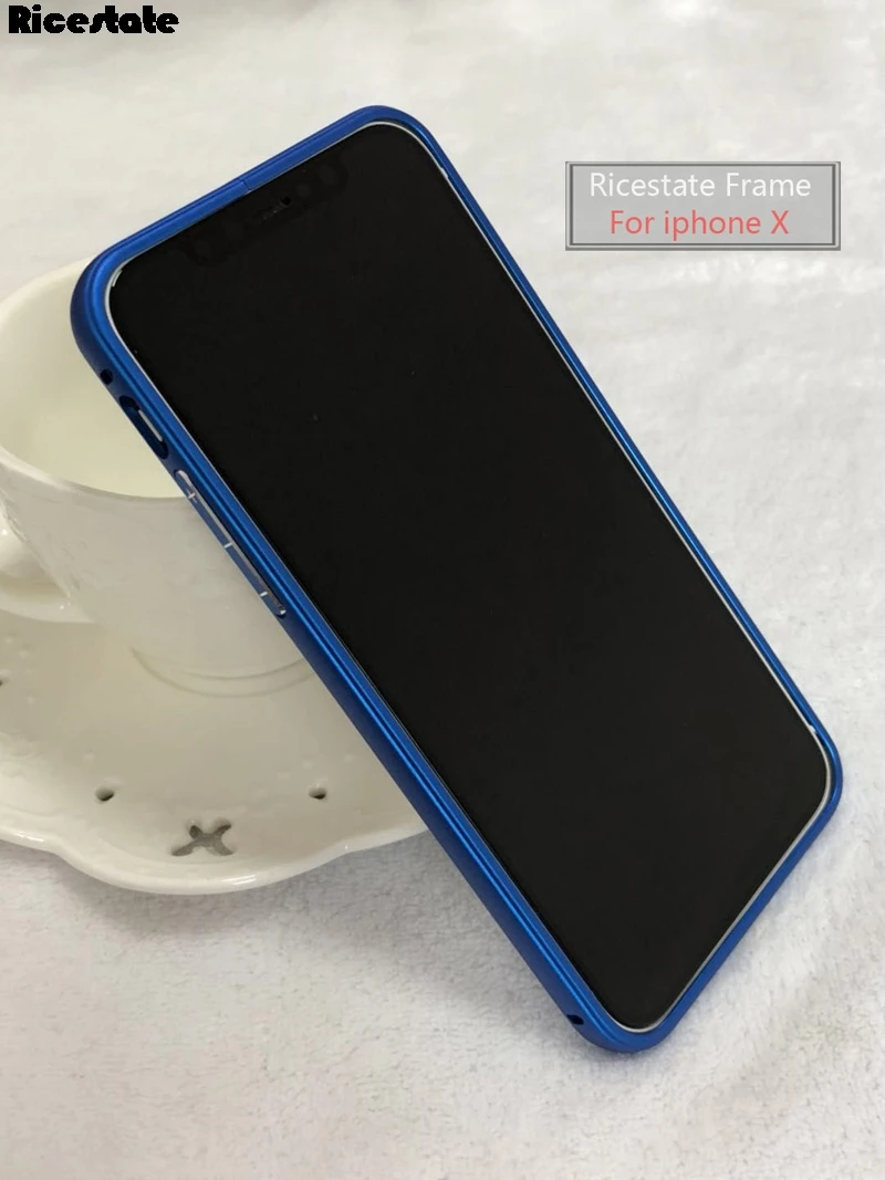 Синий Ricestate бренд новые металлические Ультра тонкая рамка бампера для iphone X протектор роскошный алюминиевый бампер чехол для iphone X - Цвет: Синий