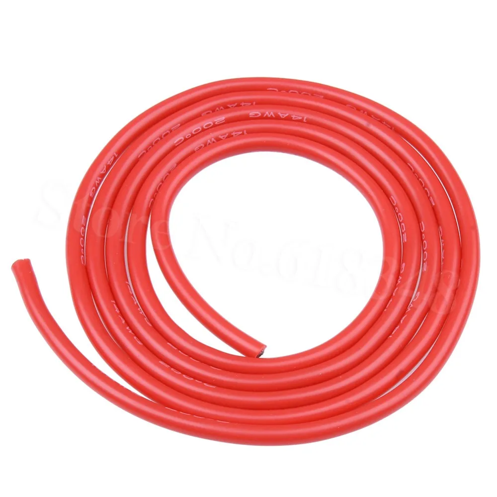 Гибкий силиконовый кабель 12 14 16 AWG красный/черный для радиоуправляемых