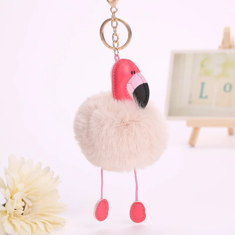 Брелок для ключей Juelee из искусственной кожи PU с фламинго|fluffy key chain|key chainkey chain fluffy |
